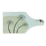 Ambesonne Dragonfly Tempered Glass Cutting Board Dandelions Spring Art Tan Army Green