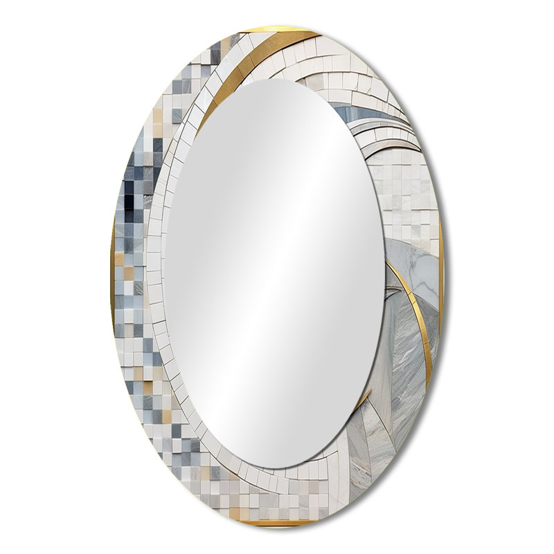 Miroir mural gris et jaune II, 36 po x 24 po