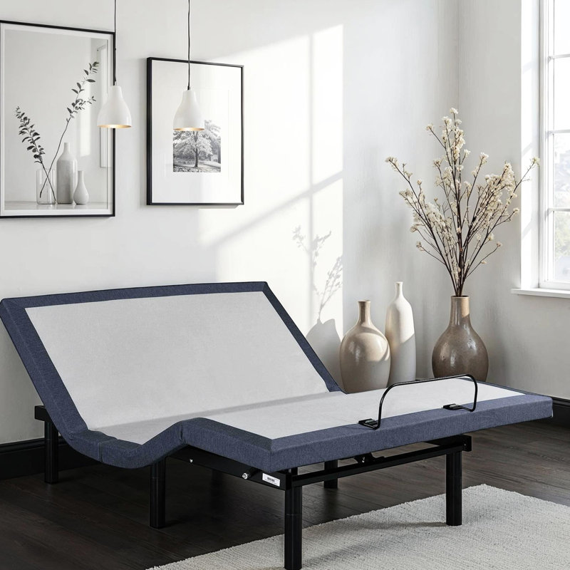 Twin Xl Bed Base Adjustable With One Touch Return To Flat, 3 Levels Intensity Massage, Three Vibration Modes, Tv/Zero Gravity/Lounge Presets, 2 Ports, Under Led, Head & Foot Adjustment, Center