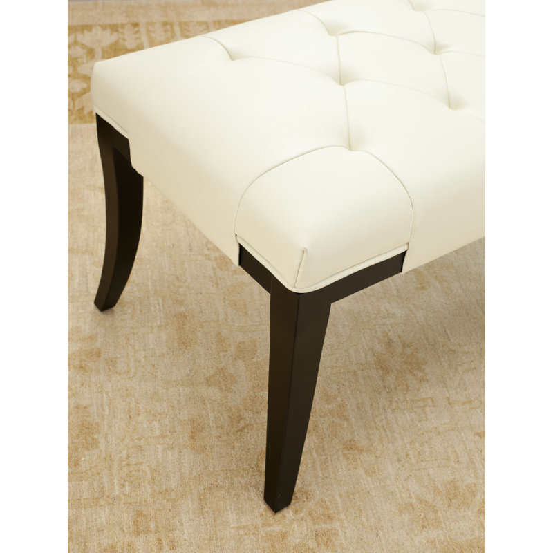 Gibbons Faux Leather Upholstered Bench, Off-white