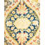 Tapis unique ivoire / jaune / bleu riche noué à la main 9 pi 2 po x 12 pi 3 po Hayner