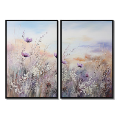 Minimal Purple Herbs Country Charm - Pink Traditional Wall Art