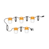 50 Watt LED High-Lumen Industrial / Commercial String Light - 5 Inter-Connected Lamps - 5000K - Integrated Cord / Plug - 120 Volts