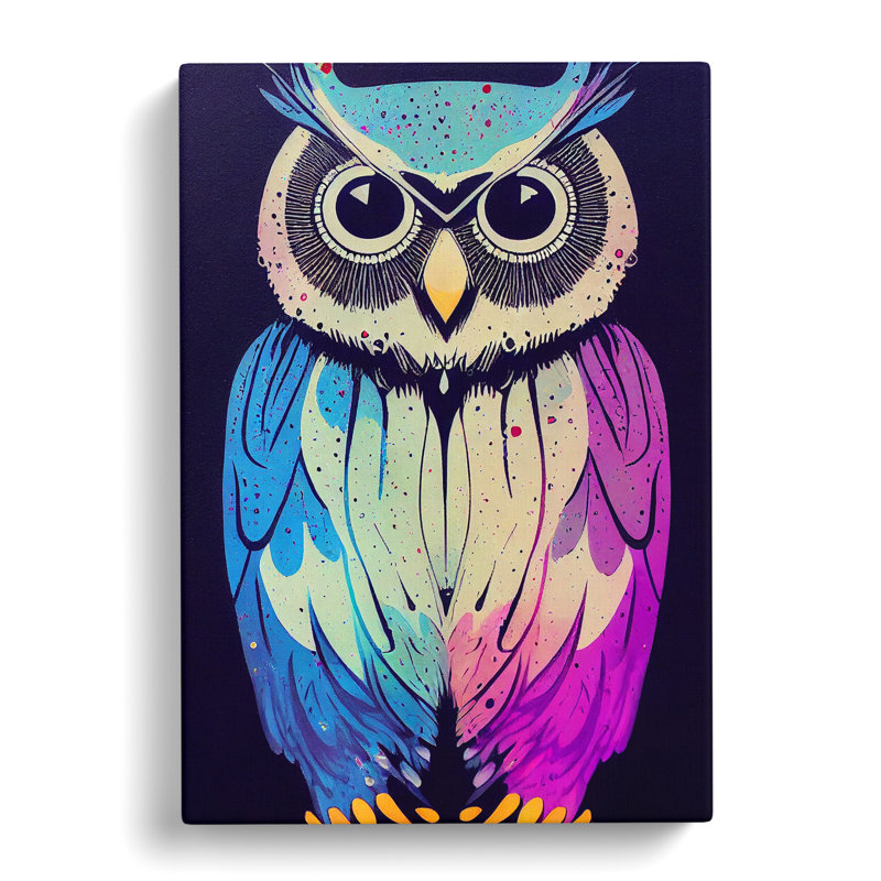 Owl In Paint No.3 - Wrapped Canvas, 76cm H x 50cm W x 3cm D