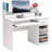 FCH White 43.31in Particle Board with Embossed Melamine, One Drawer and Two Shelves, with Keyboard Tray, Computer Desk -814811464