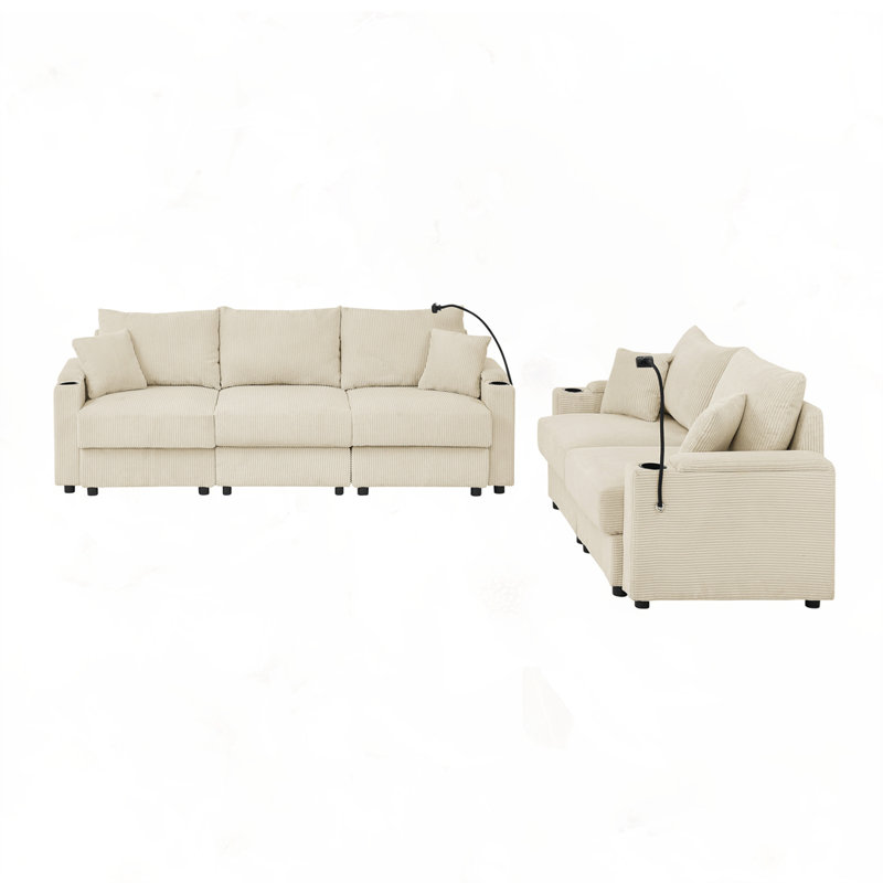 Canapé et causeuse modernes avec rangement, Beige