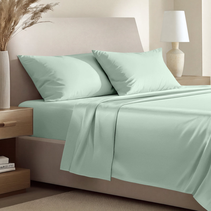 400 Thread Count Sateen Sheet Set, Queen Sheet Set with 2 Pillowcases, Willow