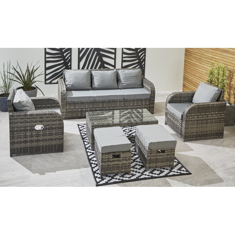Sevierville Rattan 7 - Person Seating Group with Cushions