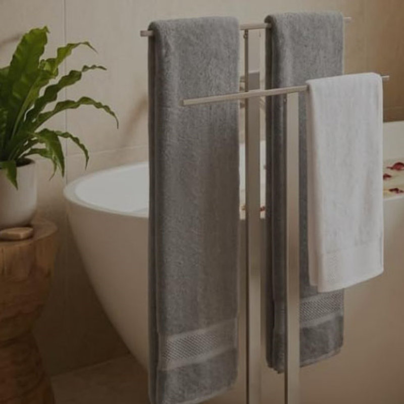 2 Tier Marble Base Blanket Rail Brushed Stainless Steel Silver
