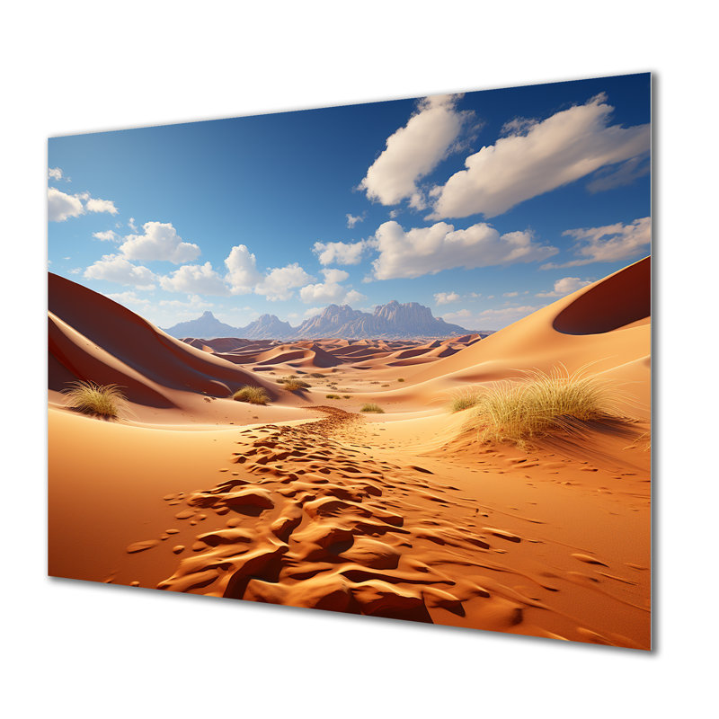 Dunes du désert, horizon panoramique V - désert, art mural en métal, H 24 po x l 32 po x P 1 po