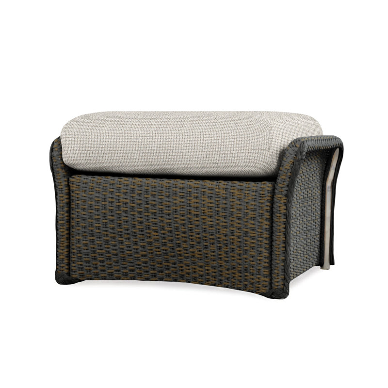 Weekend Retreat Outdoor Ottoman, Consider Indigo, Mink