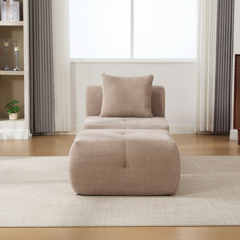 Fauteuil d'appoint rembourré en mousse avec repose-pieds l 31 po, Taupe