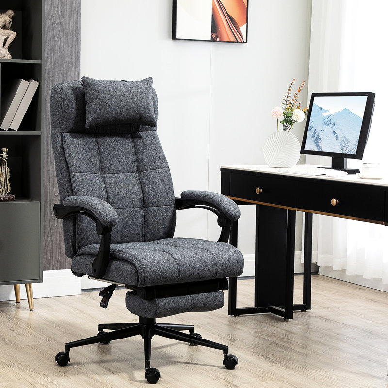 Chaise de bureau rembourrée, chaise de travail pivotante à hauteur réglable et repose-pieds rétractable, chaise de bureau contemporaine