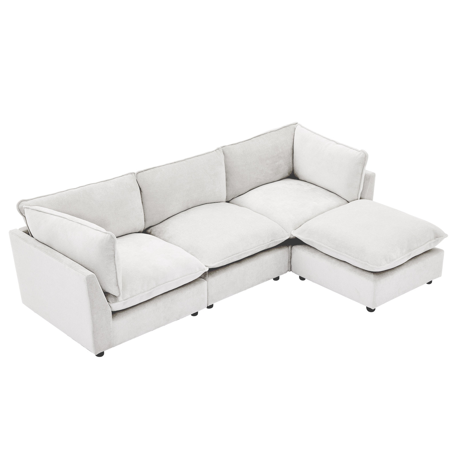 Eagan 106" 4 - Piece Modular Sectional, White Chenille