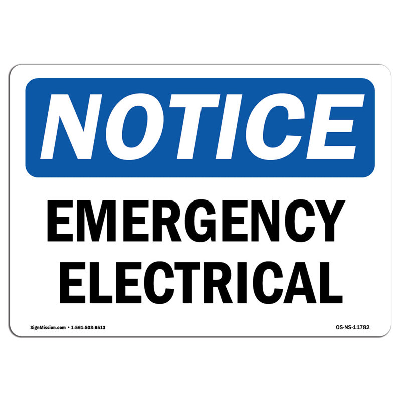 Enseigne d'urgence électrique en aluminium 18 x 24