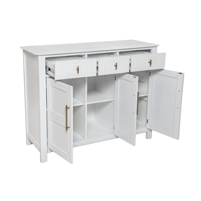 Cabinet With Storage, For Living And Dining Room Entrance, Large Size, 3 Doors And 3 Drawers,White, Cabinet