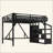 Metal Loft Bed with Storage Stairs, Built-in Wardrobe & Shelves, USB Ports, LED Lights, Noise-Reduced Design for Teens, Students, Dorm & Bedroom-64299111-64299110