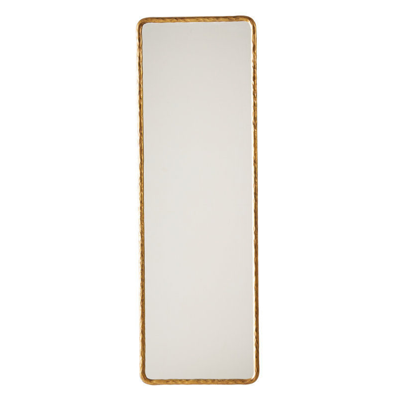 Hammered Flat Solid Wood Wall Mirror, Gold