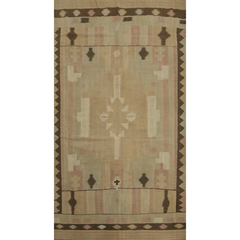 Tapis kilim en laine à tissage plat Earth Tones 5 x 8