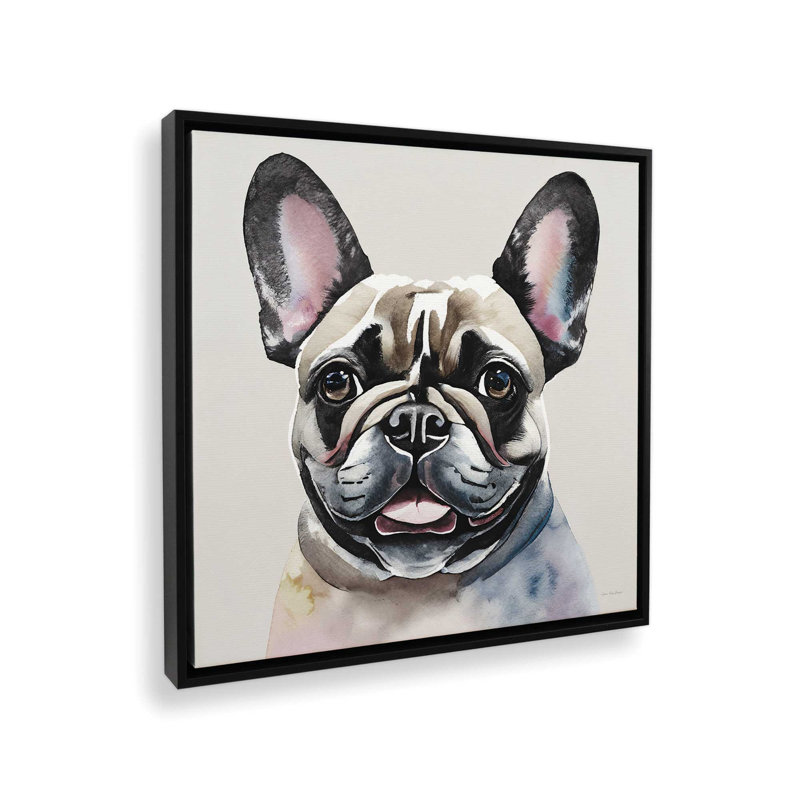 «The Frenchie» par Seven Trees Design, reproduction d'art, L 30 po x H 30 po, Noir, Toile avec cadre