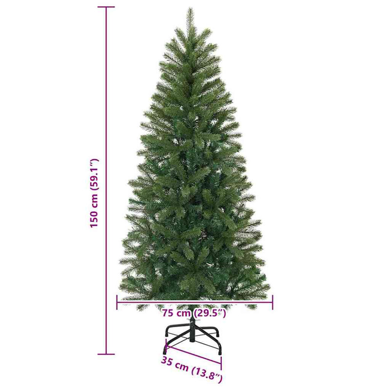  Artificial Christmas Tree with 150 LEDs Green PE and PVC, Pink, 4.92' H