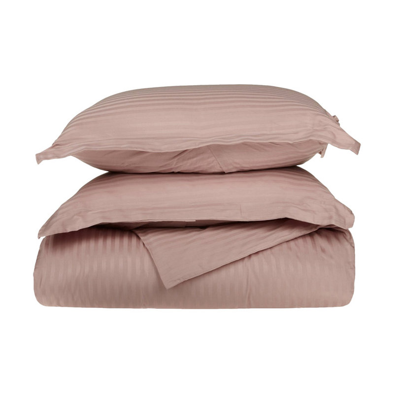 Luxor Treasures 100% Cotton Sateen Weave Striped - Set of 3, King / California King Duvet Cover + 2 King Shams, Lavender