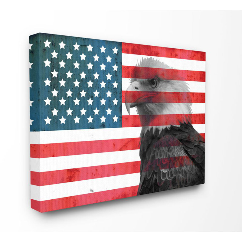 « american flag usa chauve eagle design », impression sur toile, Toile tendue, H 16 po x l 20 po x P 1,5 po