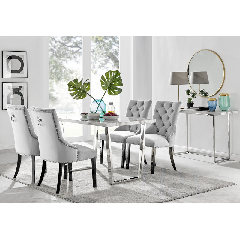 4 - Person Dining Set, Grey/Black