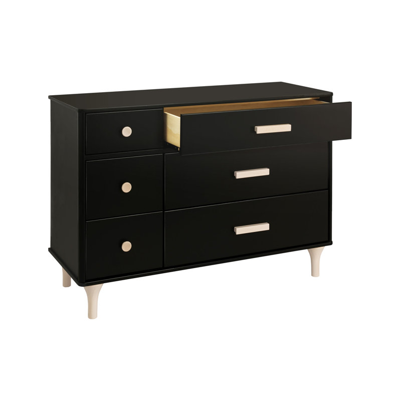 Lolly 6-Drawer Assembled Double Dresser, Black/Washed Natural
