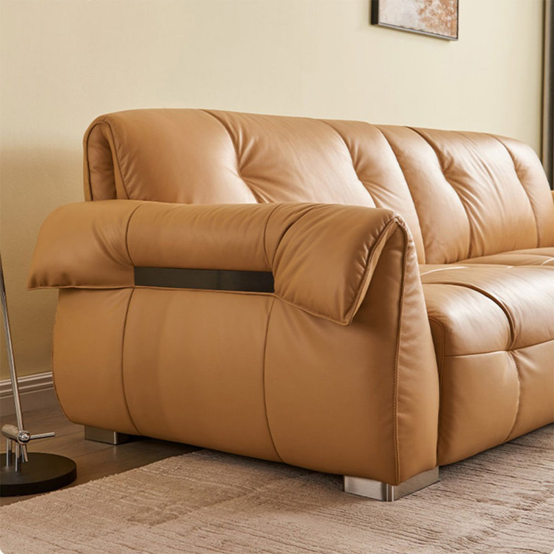 Causeuse coussin jaune en cuir véritable