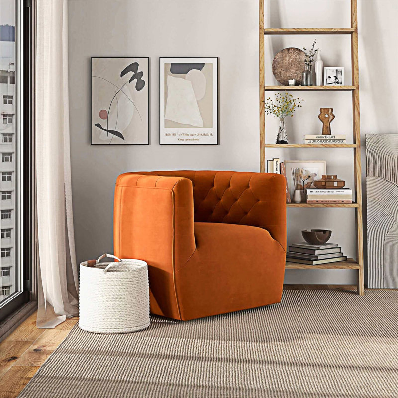 Chaise pivotante rembourrée, Orange