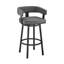 Chaise de bar pivotante à dossier bas en similicuir et fer 30 po gris et noir