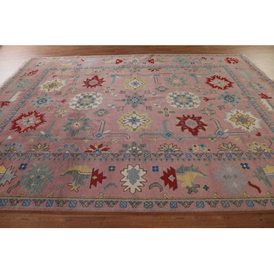 Tapis oriental rose clair Oushak 9 x 12