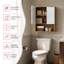 Armoire de rangement asymétrique au-dessus de la toilette, armoire murale de salle de bain bicolore l 24 "avec tablette ouverte et charnières à fermeture en douceur