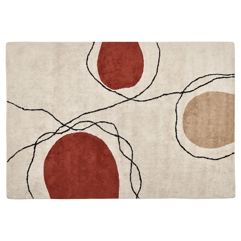 Aleph Abstract Cotton Hand Woven Area Rug, Rectangle 140cm x 200cm