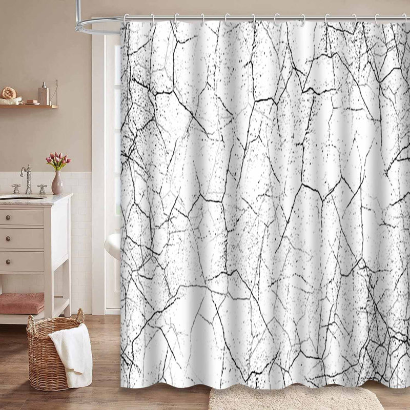 Rideau de douche noir à rayures noires avec 12 crochets, L 72 po x l 78 po