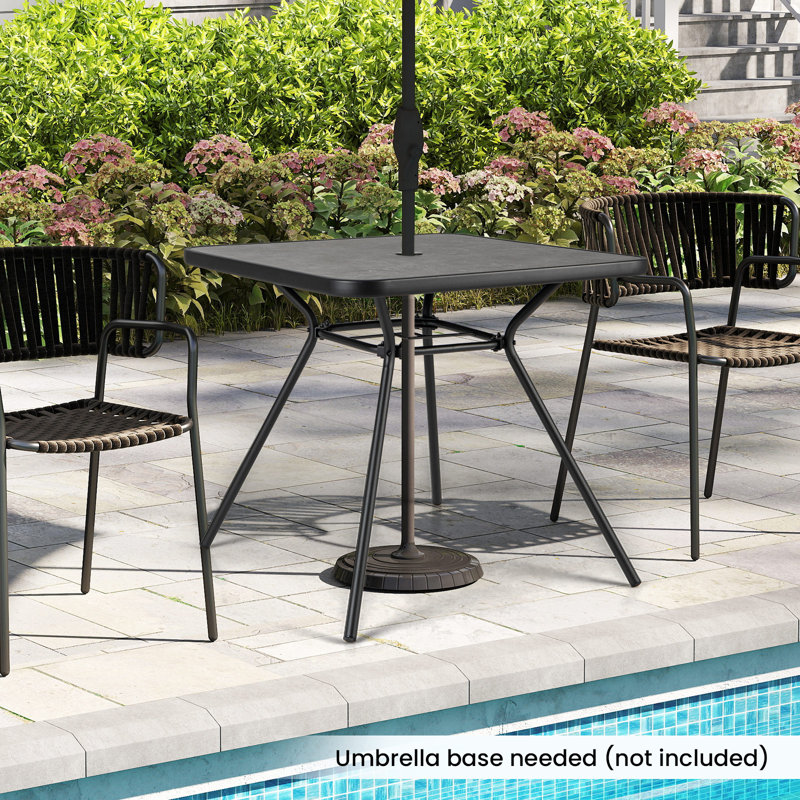Square Outdoor with Umbrella Hole Bistro Table - 80 cm W 80 cm D