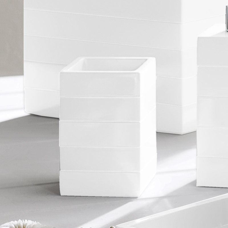 White Lacquered Minimalist Striped Tumbler