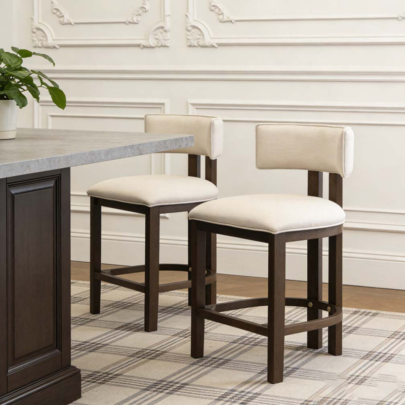Tabouret de bar 26 po, Beige, noyer