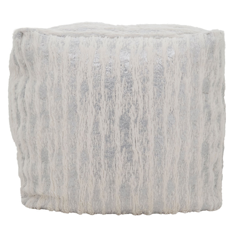 Wightman Upholstered Pouf, Silver