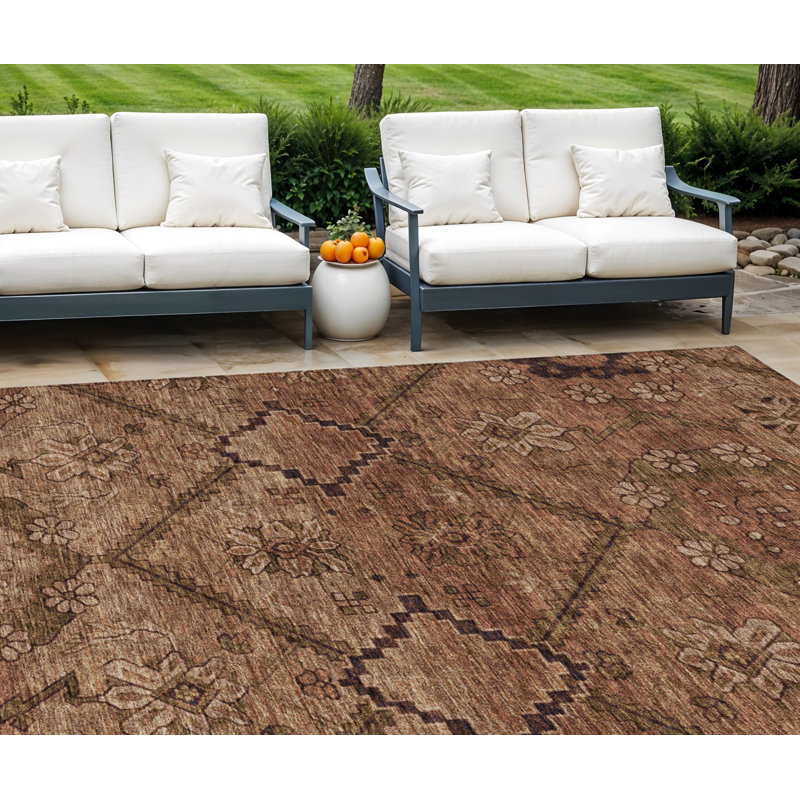 Tapis intérieur lavable abstrait 5 pi x 8 pi brun