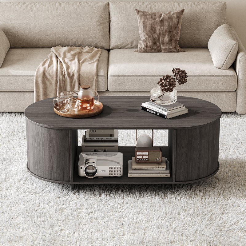 Table basse 41,3 "ovale avec tablette de rangement