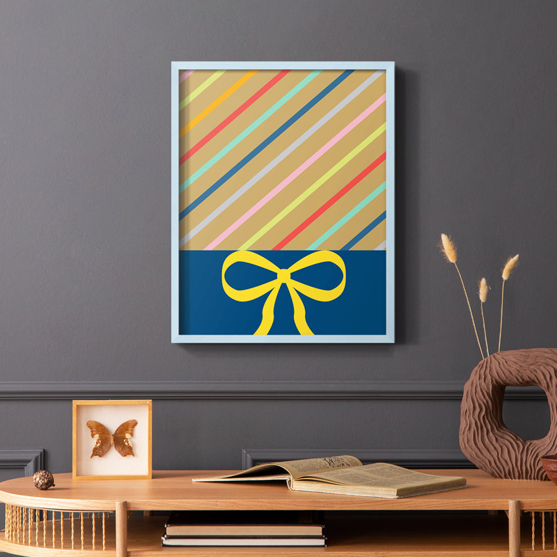 Stripes Framed Print - Solid Wood, Blue, 10" H x 8" W