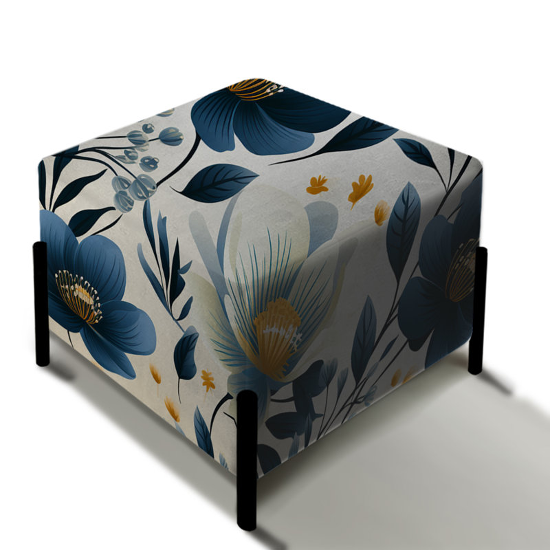 Repose-pieds antique bleu avec fleurs gracieuses I