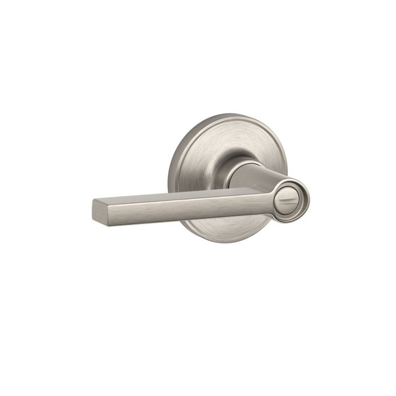 Solstice Privacy Door Lever with Rosette, Satin Nickel