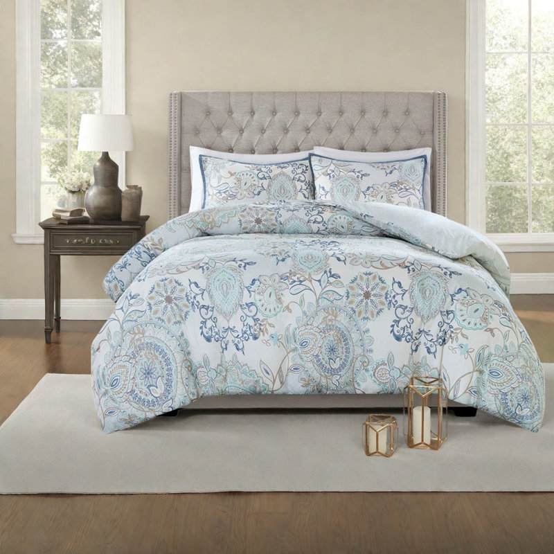 Ensemble de literie réversible à motif floral, mélange de coton pour grand lit, Shabby Chic Home