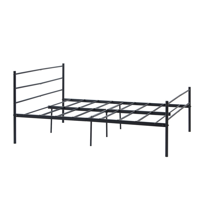 Camarda Small Double Black Metal Bed Frame with Underbed Storage, Small Double (4'), Black
