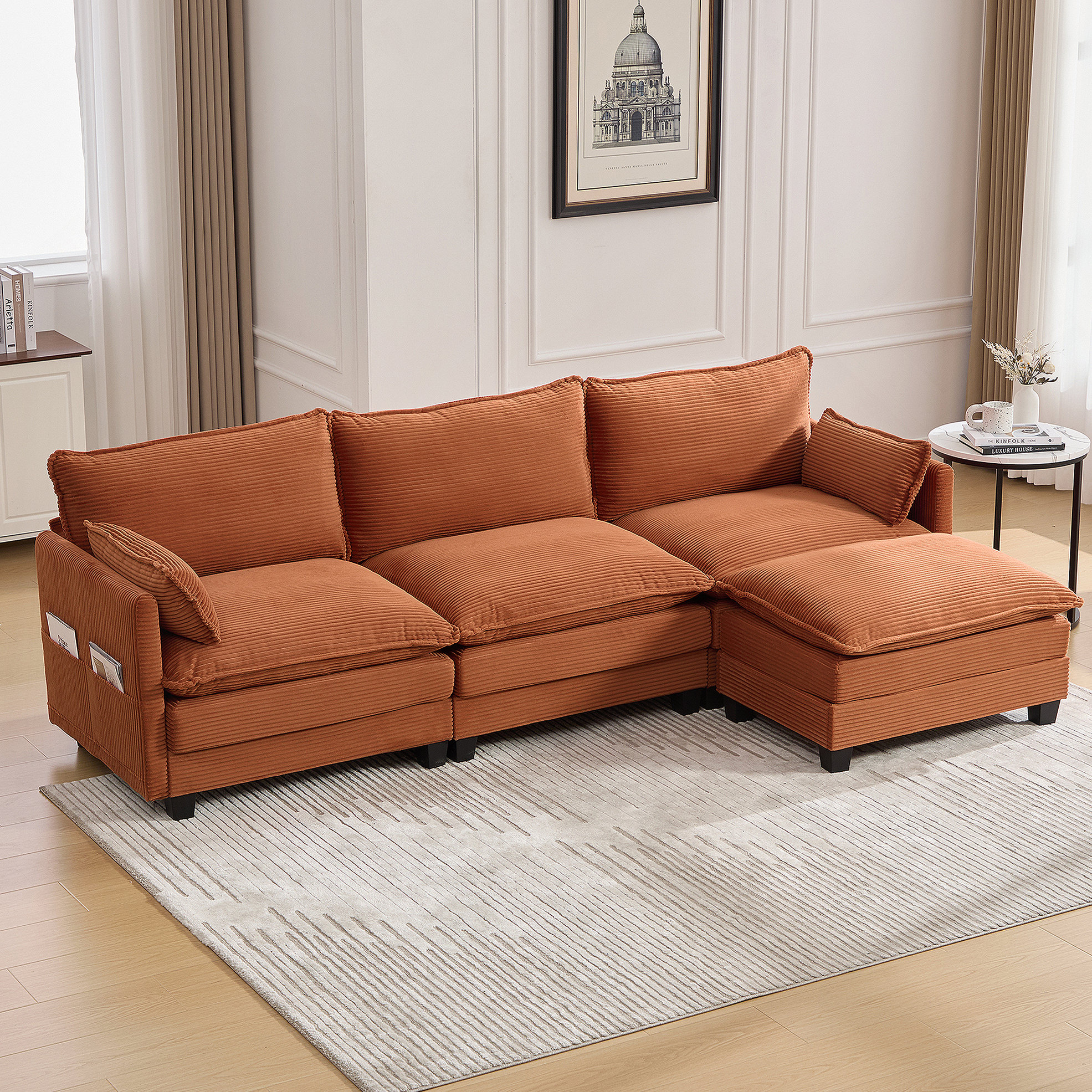 August Grove Oversized Modular Sectional Sofa With Movable Ottoman, 102 ...