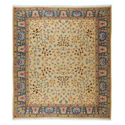 Rare Size Rug, Floral Handmade Anatolian Carpet, 100% Wool
