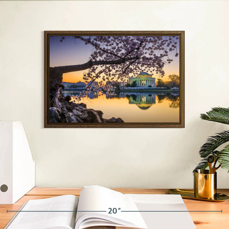 Springtime Washington DC, 13" X 9", Floating Frame Walnut